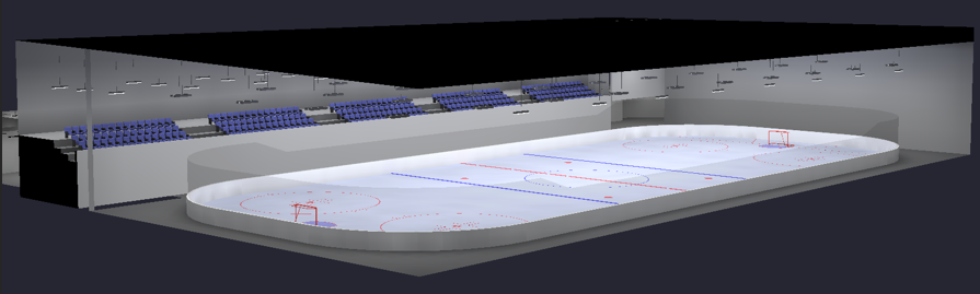 AGI32 lighting rendering of an ice arena